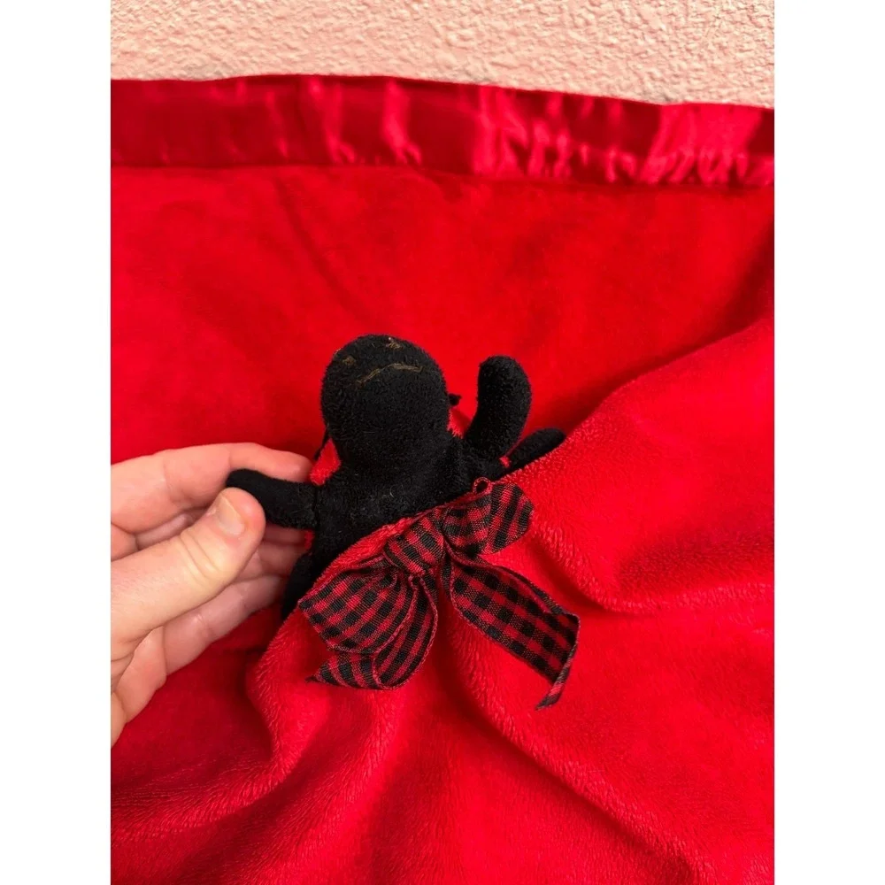 FAST SHiP Bearington Collection Lovey Ladybug Satin Trim Security Blanket Red